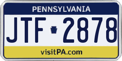 PA license plate JTF2878