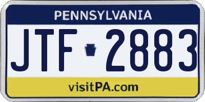 PA license plate JTF2883