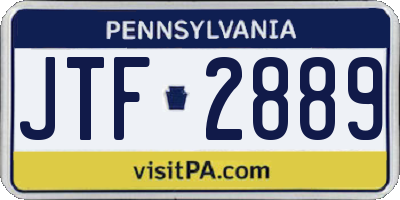 PA license plate JTF2889