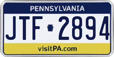 PA license plate JTF2894