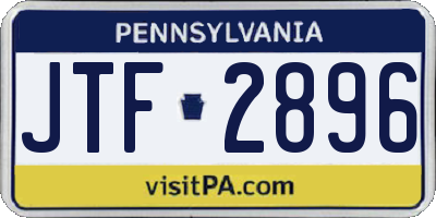 PA license plate JTF2896