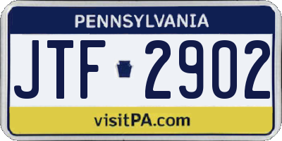 PA license plate JTF2902