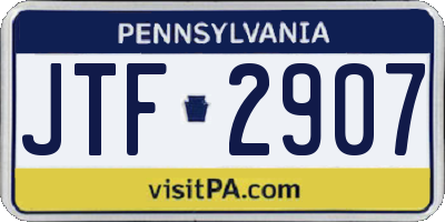 PA license plate JTF2907
