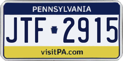 PA license plate JTF2915