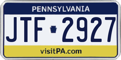 PA license plate JTF2927
