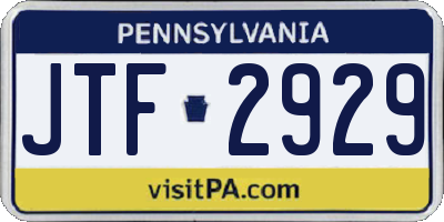 PA license plate JTF2929