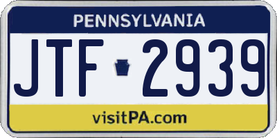 PA license plate JTF2939
