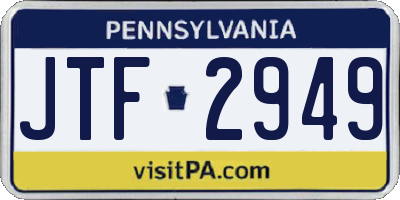 PA license plate JTF2949
