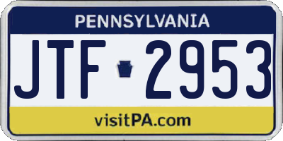 PA license plate JTF2953