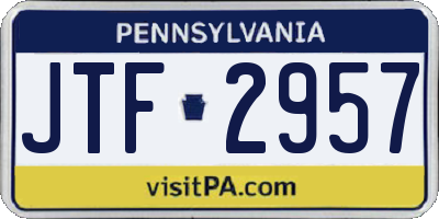PA license plate JTF2957
