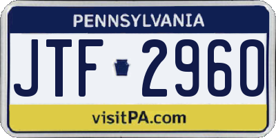 PA license plate JTF2960