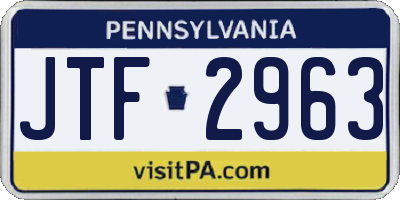 PA license plate JTF2963