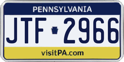 PA license plate JTF2966