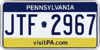 PA license plate JTF2967