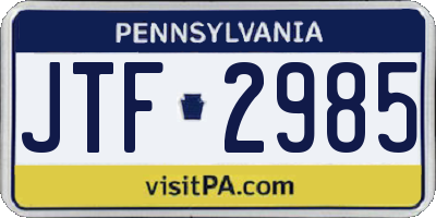 PA license plate JTF2985