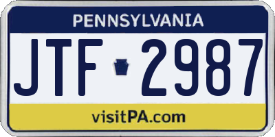 PA license plate JTF2987