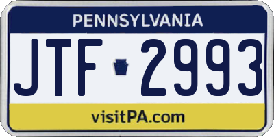 PA license plate JTF2993