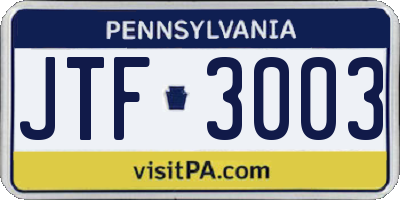 PA license plate JTF3003