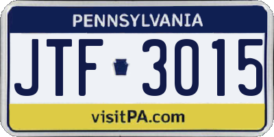 PA license plate JTF3015