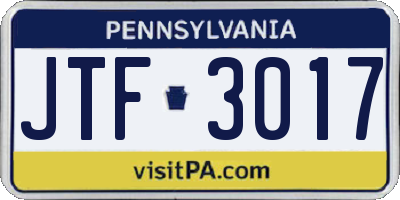 PA license plate JTF3017