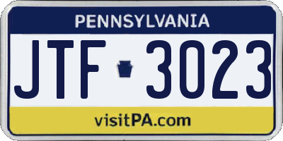 PA license plate JTF3023