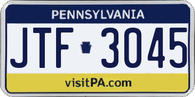 PA license plate JTF3045