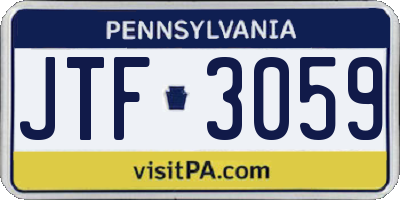 PA license plate JTF3059