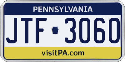 PA license plate JTF3060