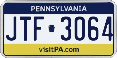 PA license plate JTF3064
