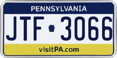 PA license plate JTF3066