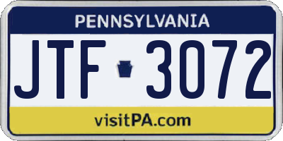 PA license plate JTF3072