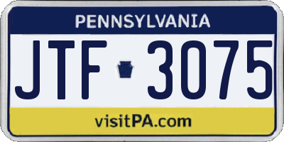 PA license plate JTF3075