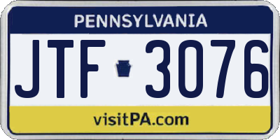 PA license plate JTF3076
