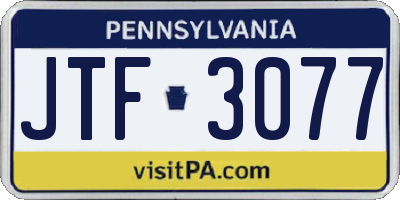PA license plate JTF3077