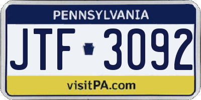 PA license plate JTF3092