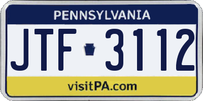PA license plate JTF3112