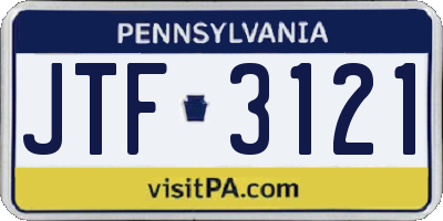 PA license plate JTF3121