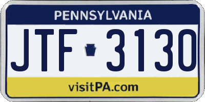 PA license plate JTF3130