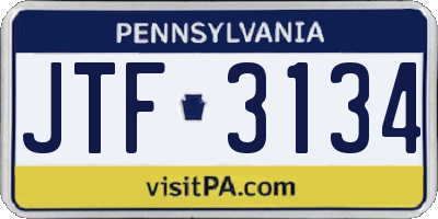 PA license plate JTF3134