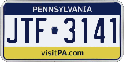 PA license plate JTF3141