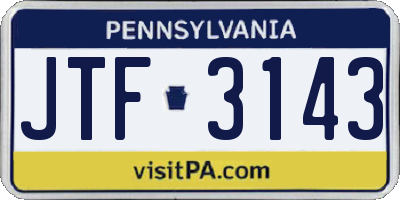 PA license plate JTF3143