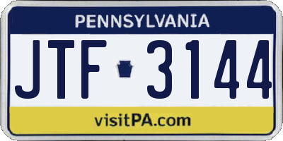 PA license plate JTF3144