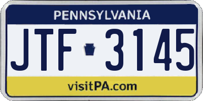 PA license plate JTF3145