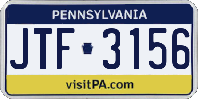 PA license plate JTF3156