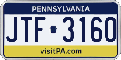 PA license plate JTF3160