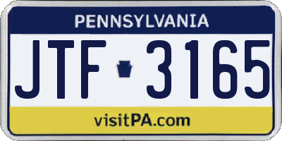 PA license plate JTF3165