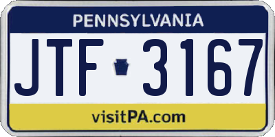PA license plate JTF3167