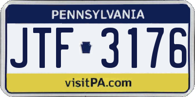 PA license plate JTF3176