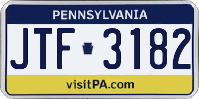 PA license plate JTF3182