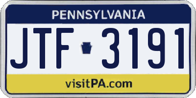 PA license plate JTF3191